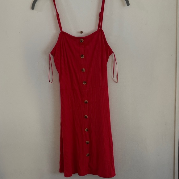 Mandee Vibrant Red Top with Button Detail - Picture 1 of 3